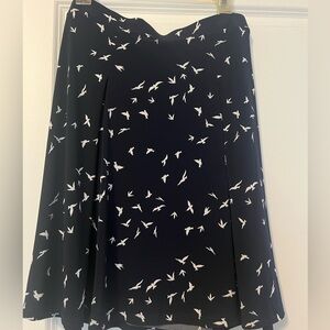 Navy and White Bird Print Skirt